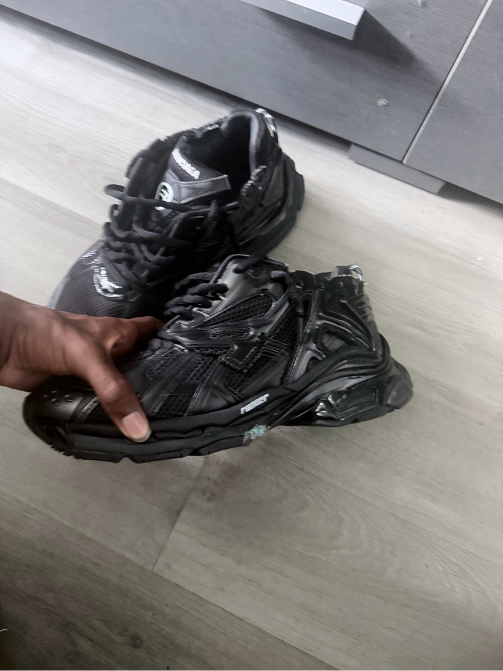 Balenciaga Men's Black Triple S-Style Chunky Sneakers - Picture 4 of 6